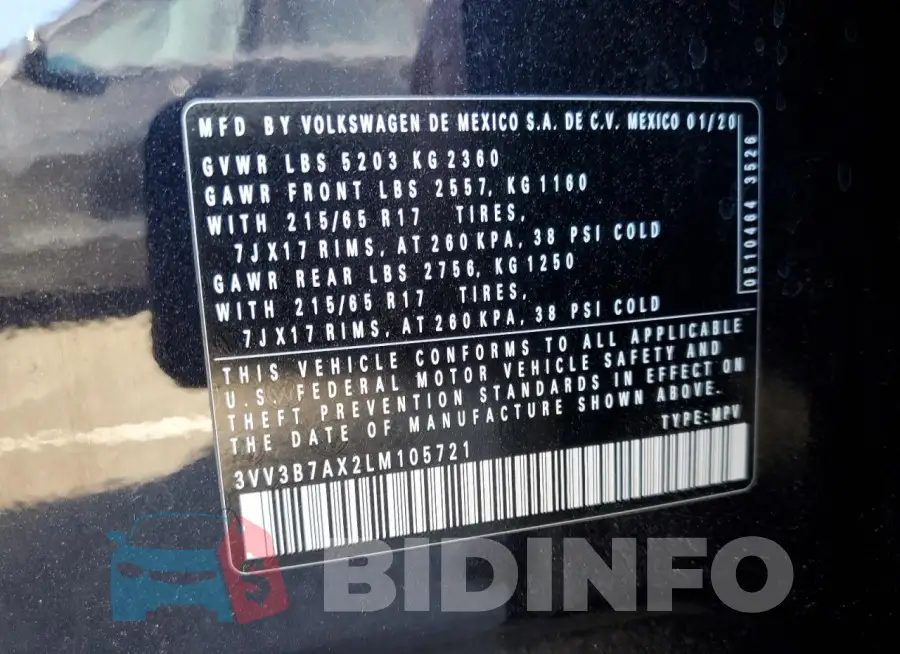 3VV3B7AX2LM105721 Photo# 13