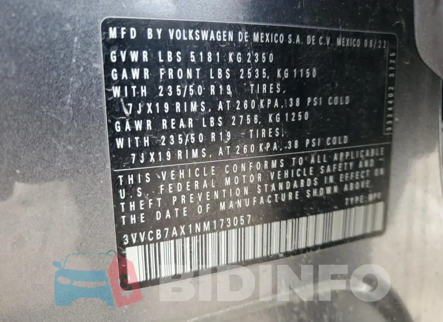 3VVCB7AX1NM173057 Photo# 13