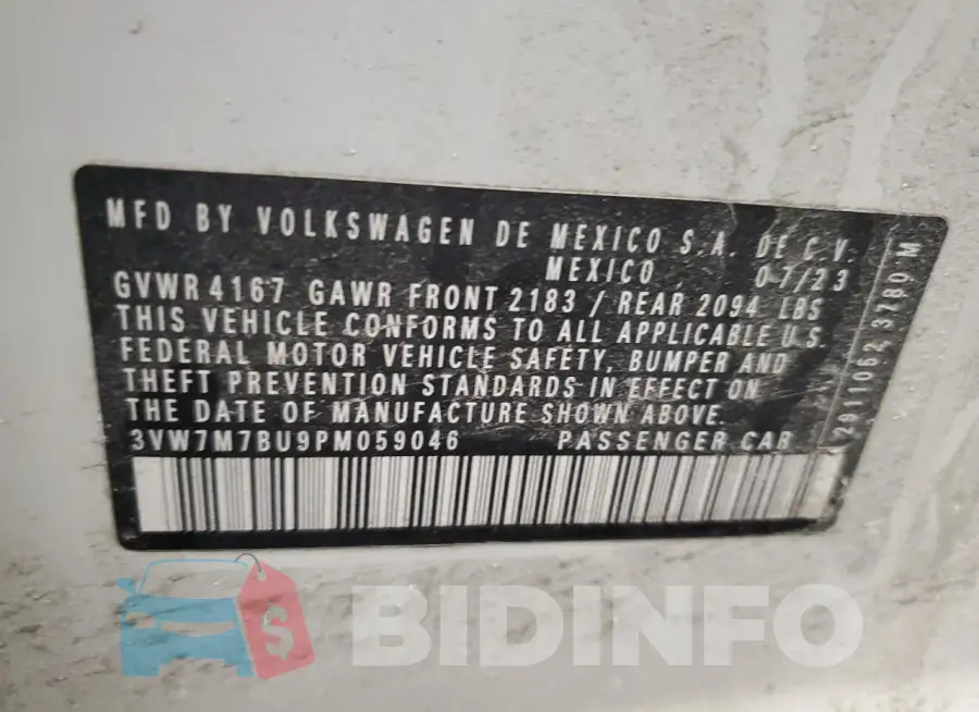 3VW7M7BU9PM059046 Photo# 12