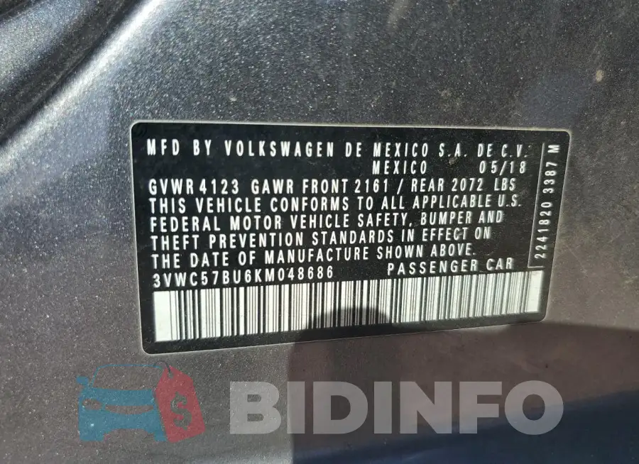 3VWC57BU6KM048686 Photo# 13