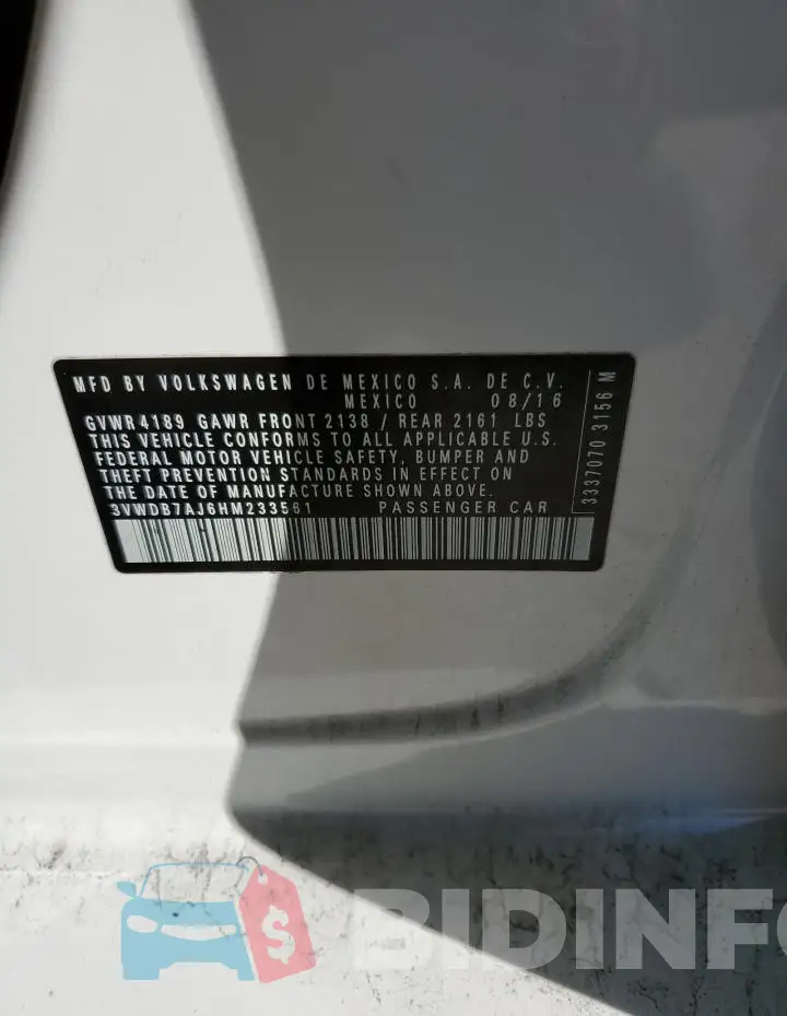 3VWDB7AJ6HM233561 Photo# 12