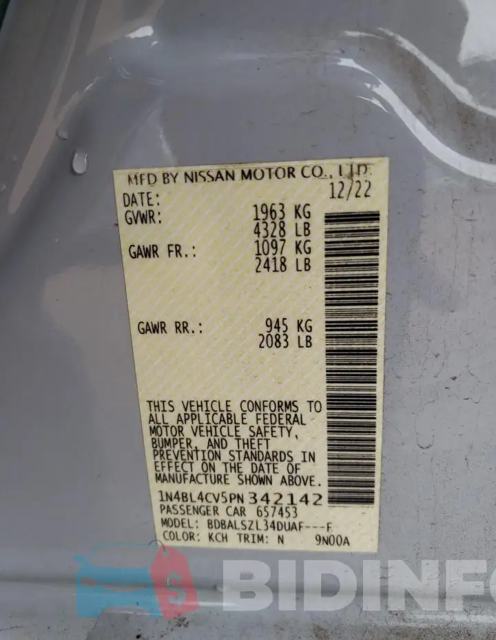 1N4BL4CV5PN342142 Photo# 12