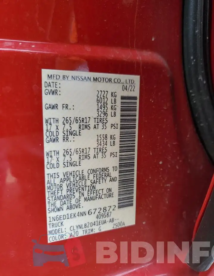 1N6ED1EK4NN672872 Photo# 12