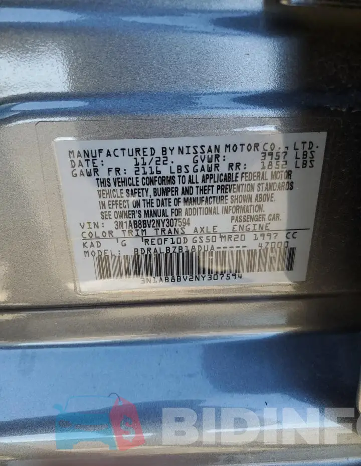 3N1AB8BV2NY307594 Photo# 12