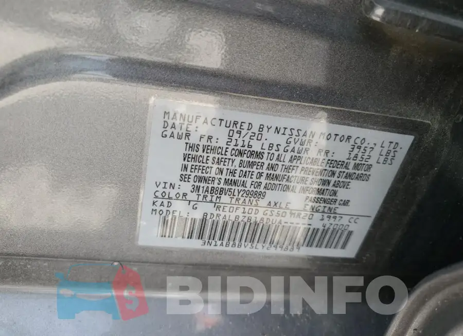 3N1AB8BV5LY299889 Photo# 12