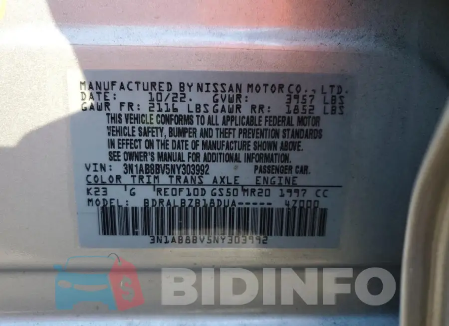 3N1AB8BV5NY303992 Photo# 12