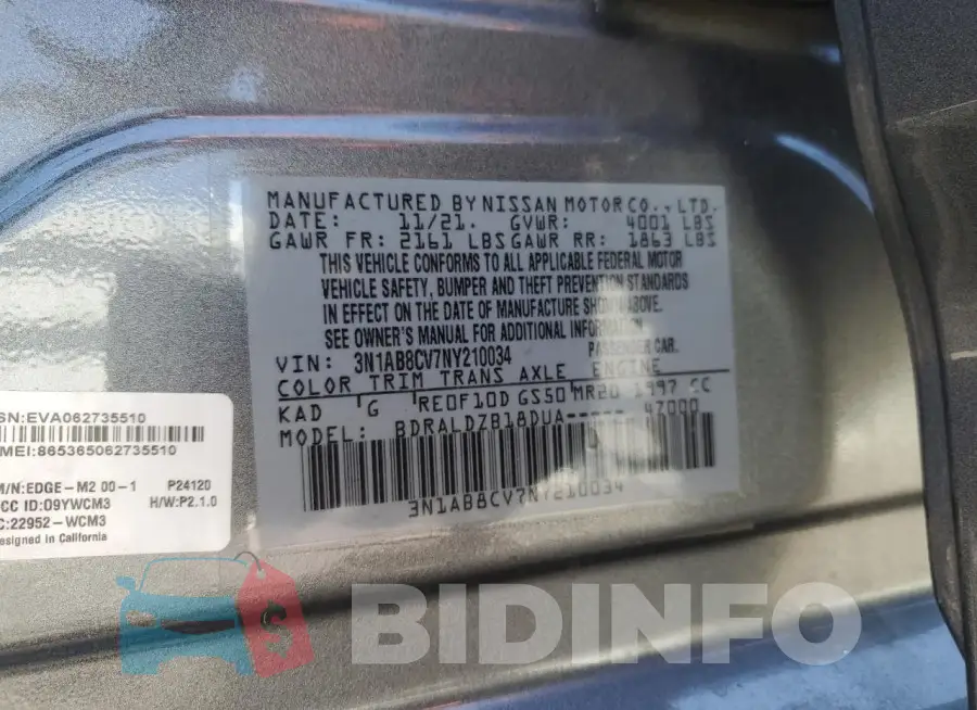 3N1AB8CV7NY210034 Photo# 12