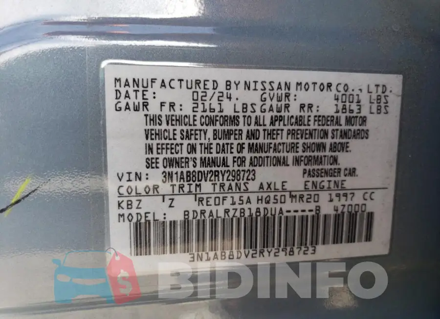 3N1AB8DV2RY298723 Photo# 12
