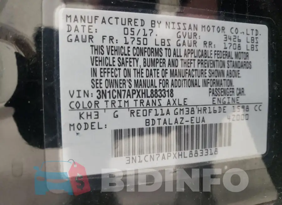 3N1CN7APXHL883318 Photo# 13