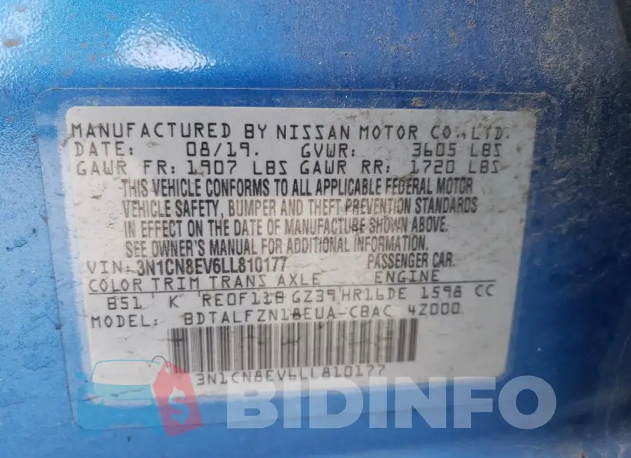 3N1CN8EV6LL810177 Photo# 13