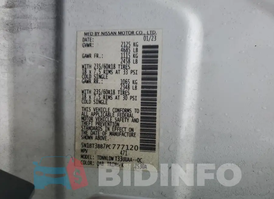 5N1BT3BB7PC777120 Photo# 13