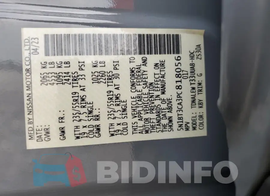 5N1BT3CA3PC818056 Photo# 13