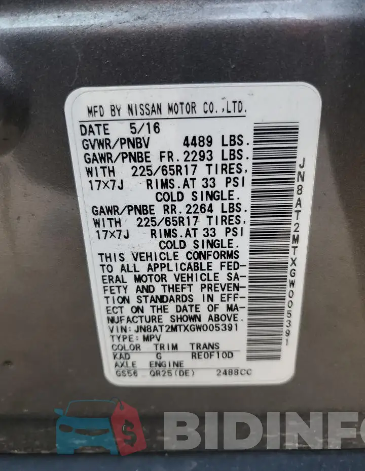 JN8AT2MTXGW005391 Photo# 13