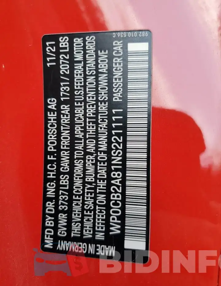 WP0CB2A81NS221111 Photo# 12