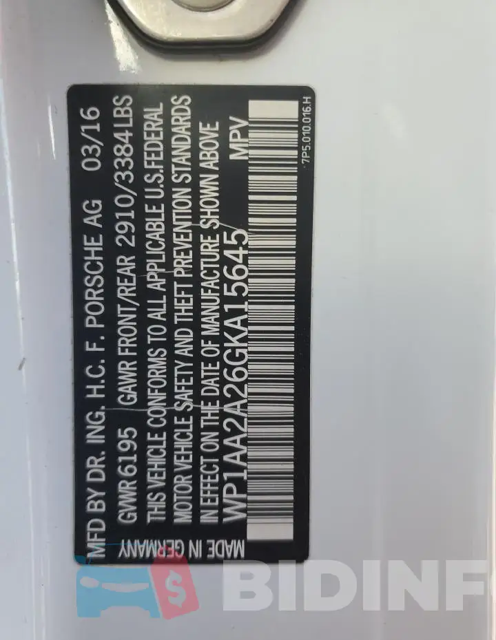 WP1AA2A26GKA15645 Photo# 13