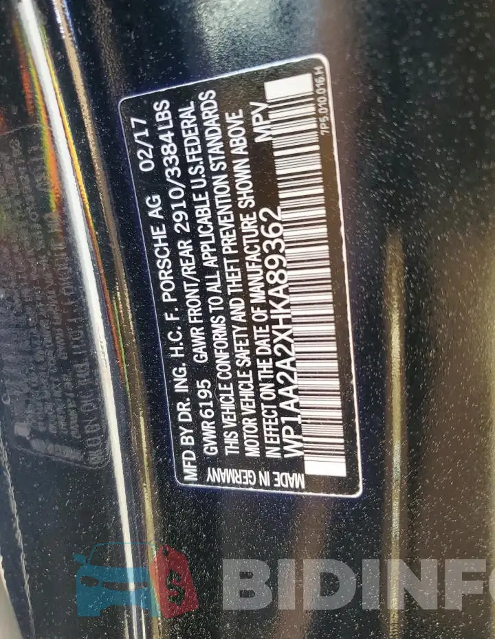 WP1AA2A2XHKA89362 Photo# 13