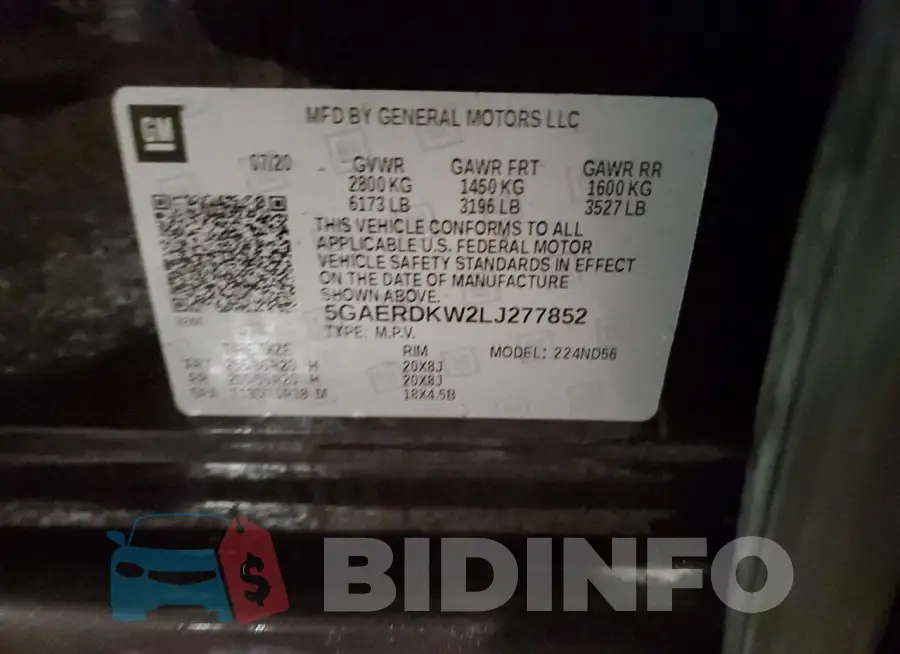 5GAERDKW2LJ277852 Photo# 13