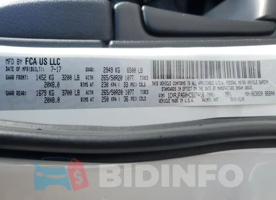 1C4RJFAG0HC927416 Photo# 13
