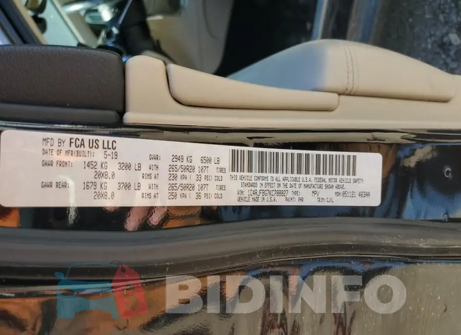 1C4RJFBG7KC788827 Photo# 13