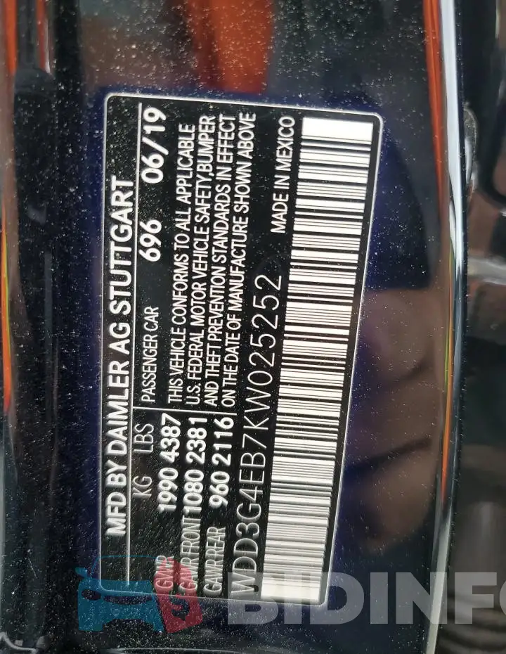 WDD3G4EB7KW025252 Photo# 12