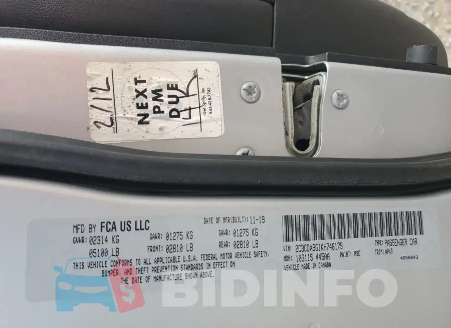 2C3CDXBG1KH748179 Photo# 13