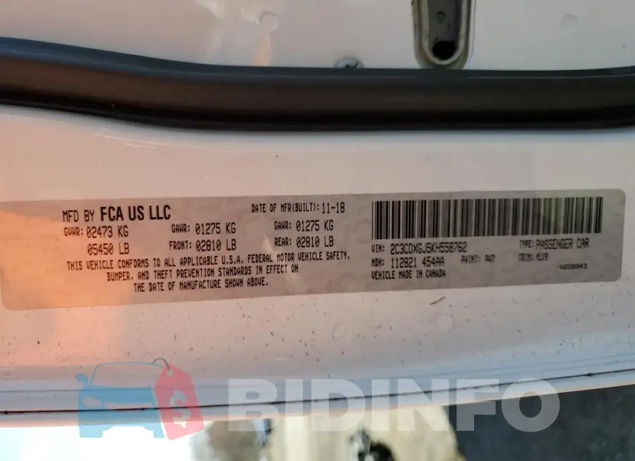 2C3CDXGJ5KH558762 Photo# 13