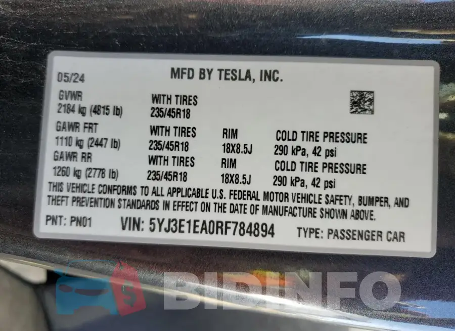 5YJ3E1EA0RF784894 Photo# 13