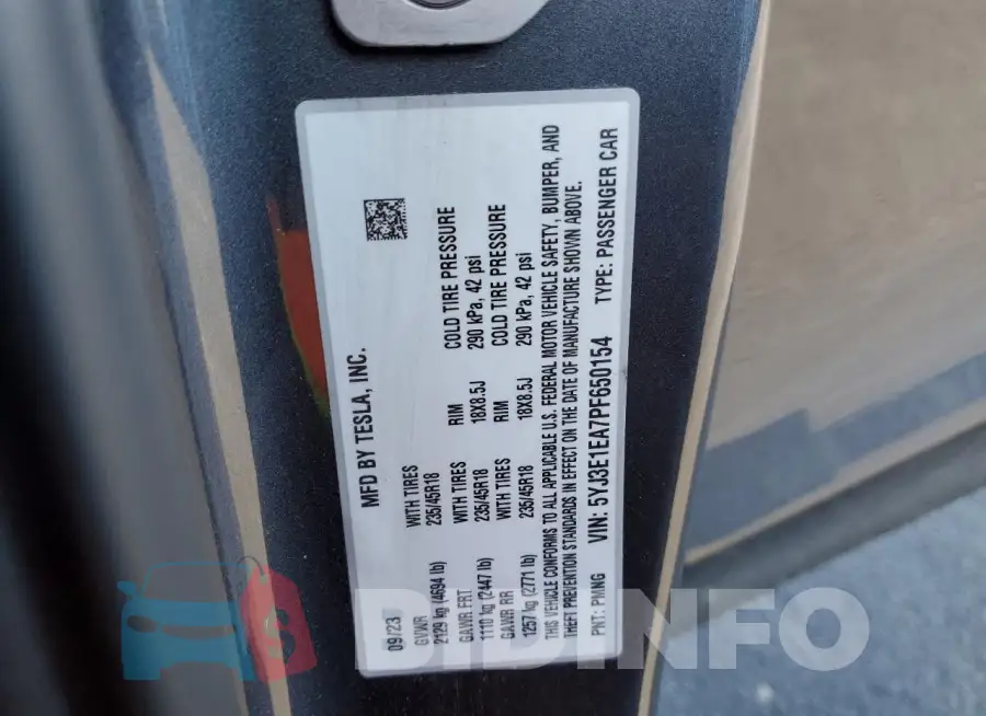 5YJ3E1EA7PF650154 Photo# 13