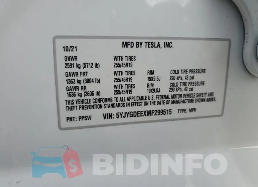 5YJYGDEEXMF299515 Photo# 14