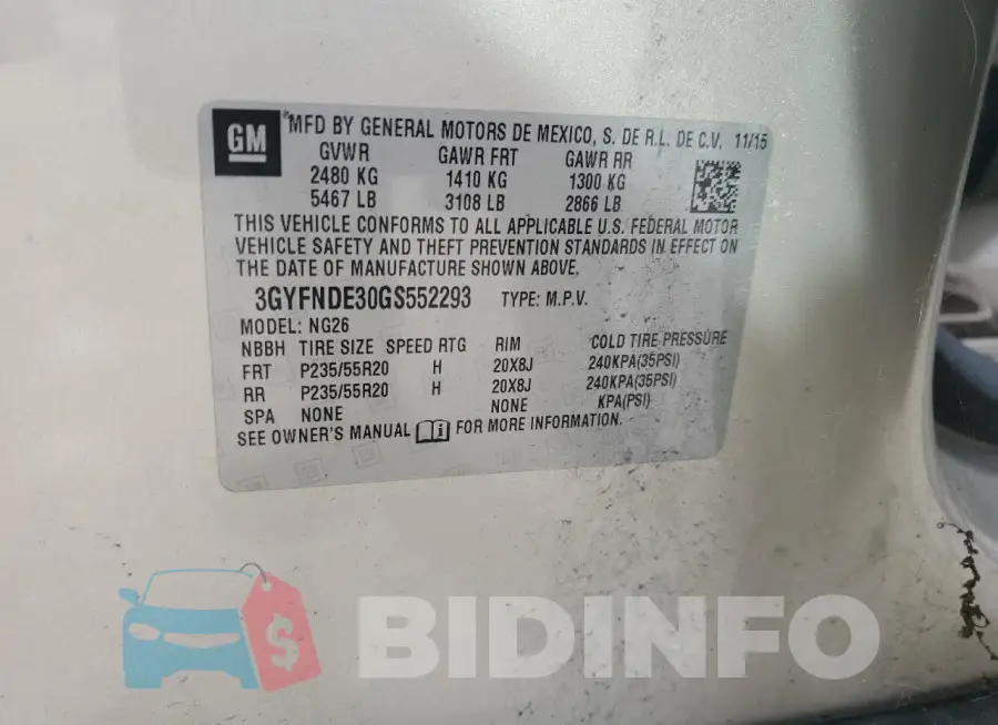 3GYFNDE30GS552293 Photo# 13