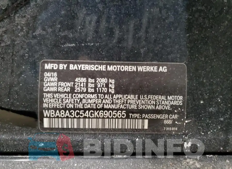 WBA8A3C54GK690565 Photo# 12