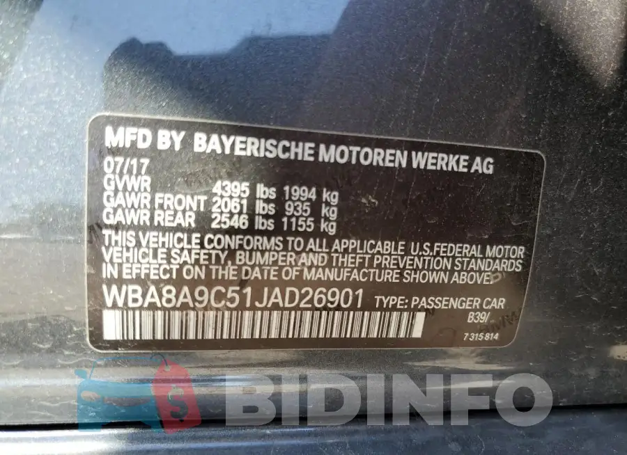 WBA8A9C51JAD26901 Photo# 13