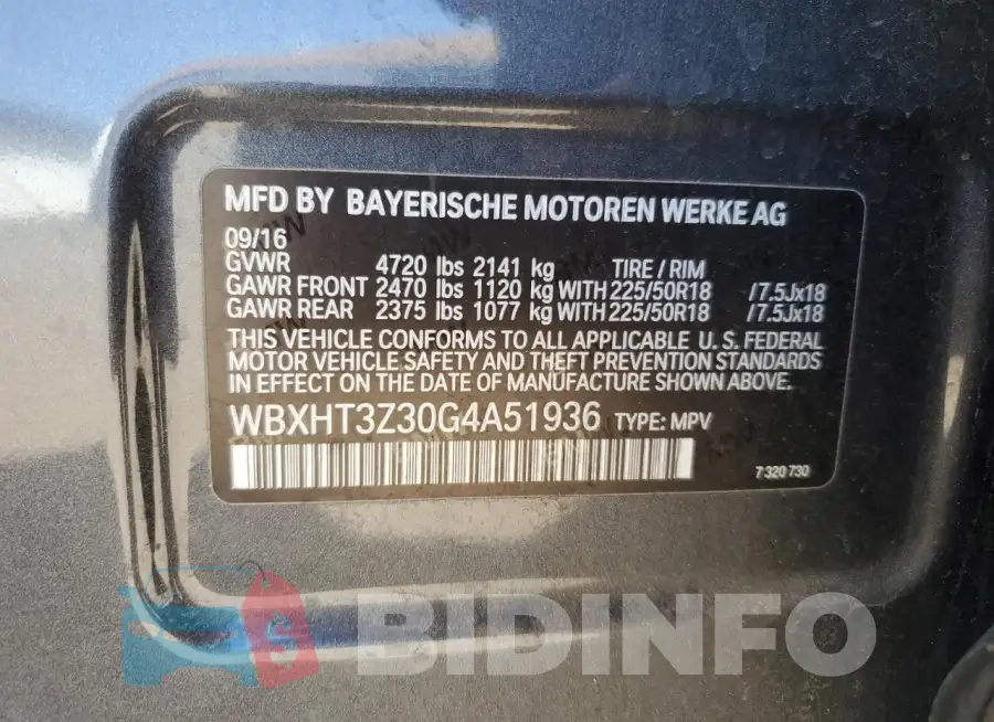 WBXHT3Z30G4A51936 Photo# 13