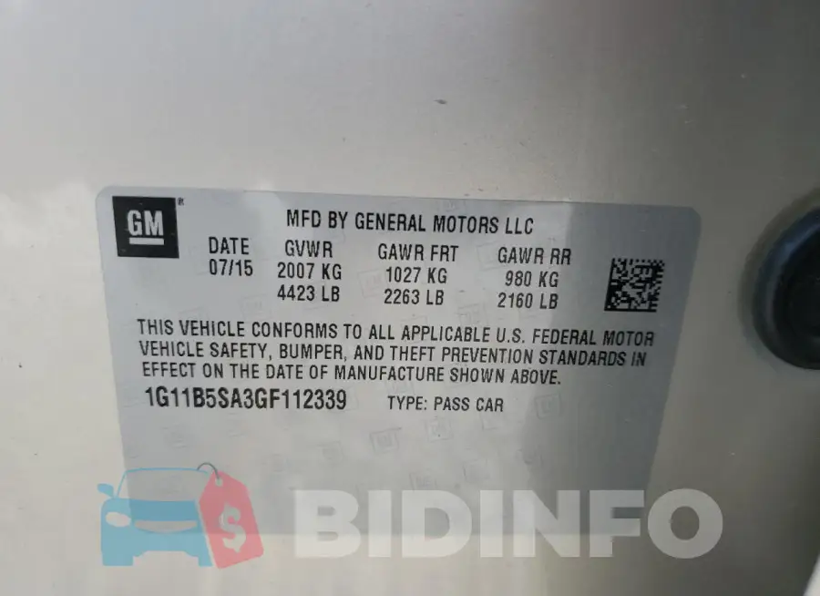 1G11B5SA3GF112339 Photo# 13