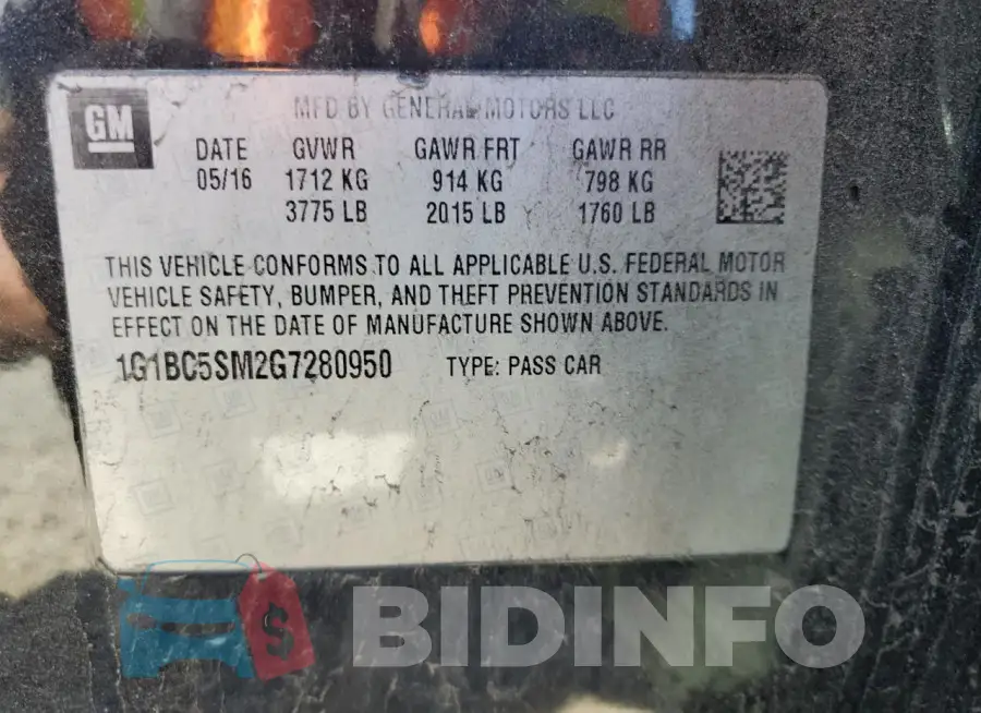 1G1BC5SM2G7280950 Photo# 12