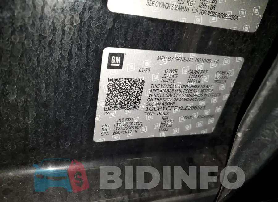1GCPYCEFXLZ206321 Photo# 12