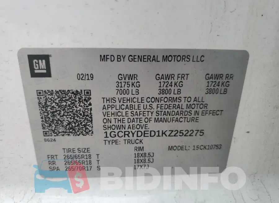 1GCRYDED1KZ252275 Photo# 12