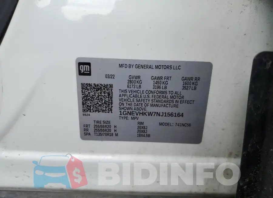 1GNEVHKW7NJ156164 Photo# 13