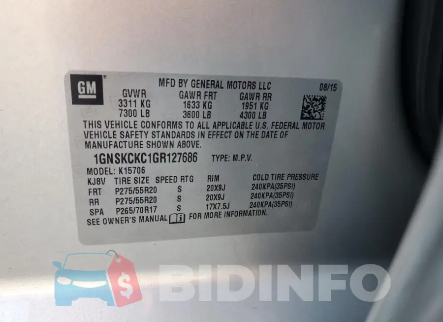 1GNSKCKC1GR127686 Photo# 13