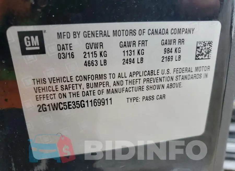 2G1WC5E35G1169911 Photo# 13