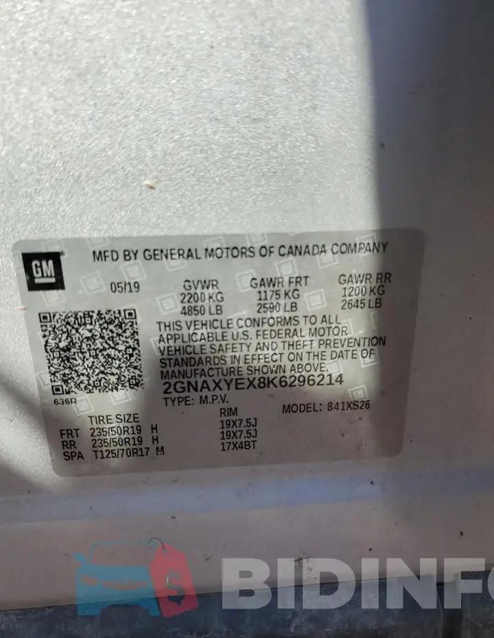 2GNAXYEX8K6296214 Photo# 13