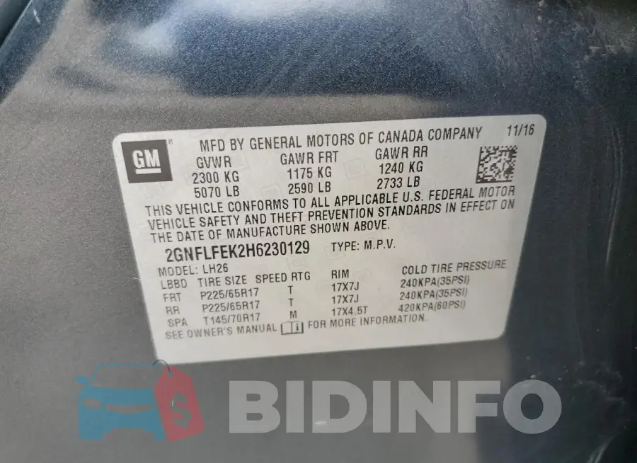 2GNFLFEK2H6230129 Photo# 13