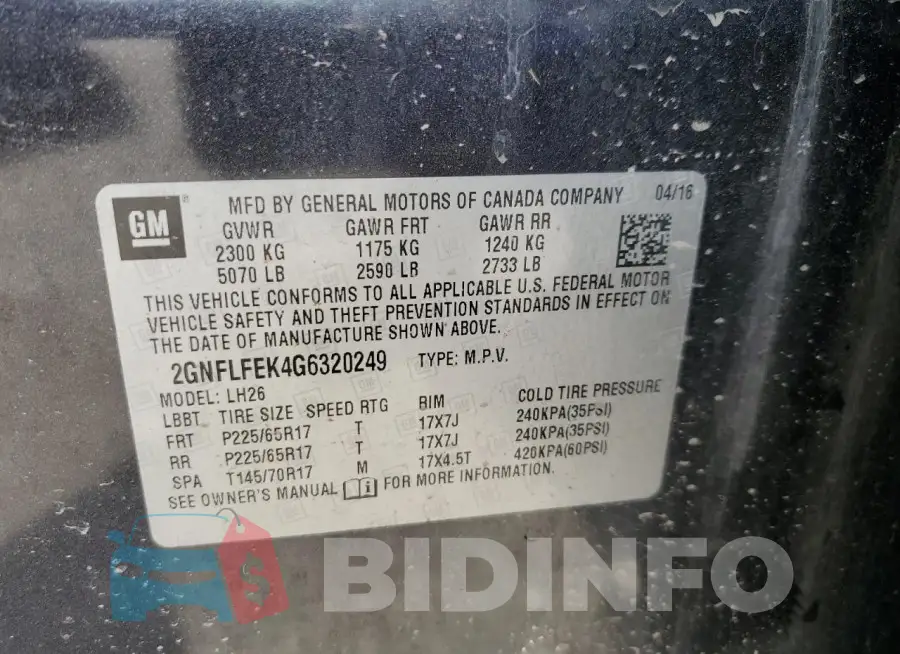 2GNFLFEK4G6320249 Photo# 12