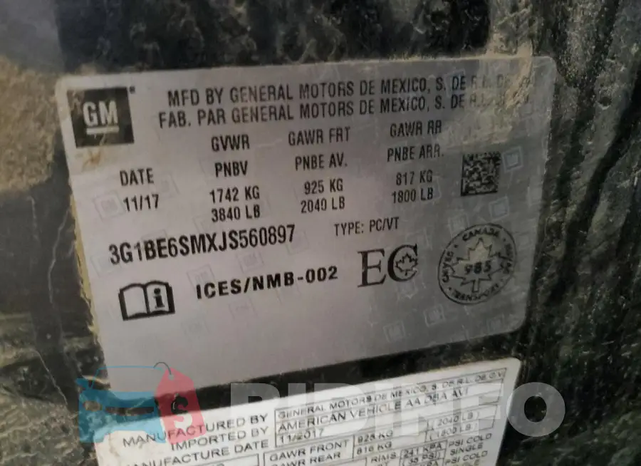 3G1BE6SMXJS560897 Photo# 13