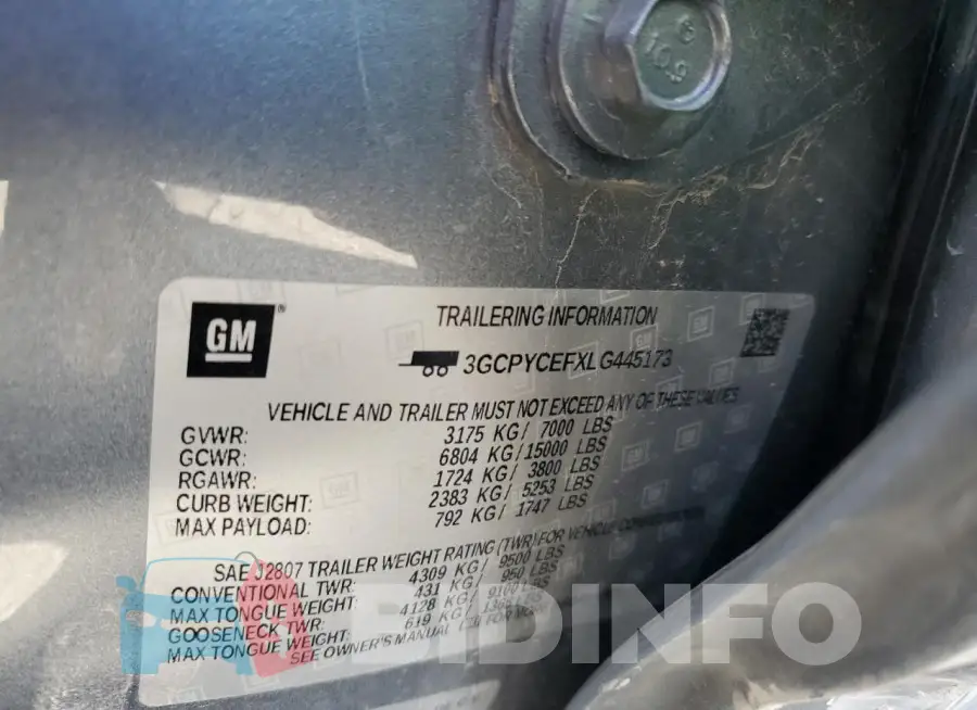 3GCPYCEFXLG445173 Photo# 12
