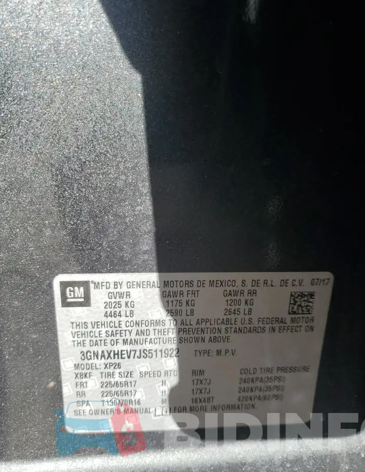 3GNAXHEV7JS511922 Photo# 14