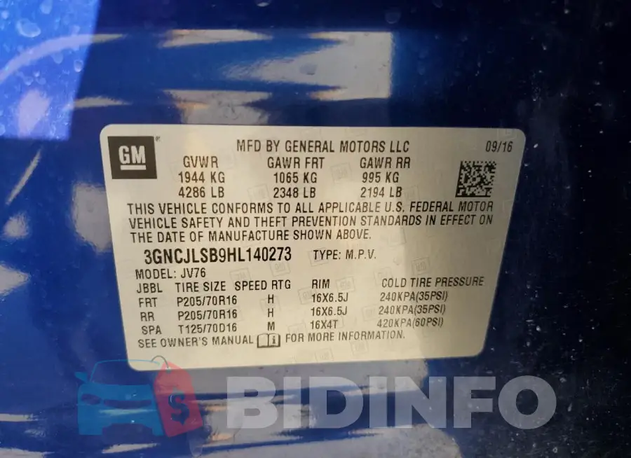 3GNCJLSB9HL140273 Photo# 13