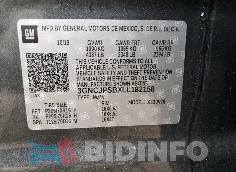 3GNCJPSBXLL182158 Photo# 13