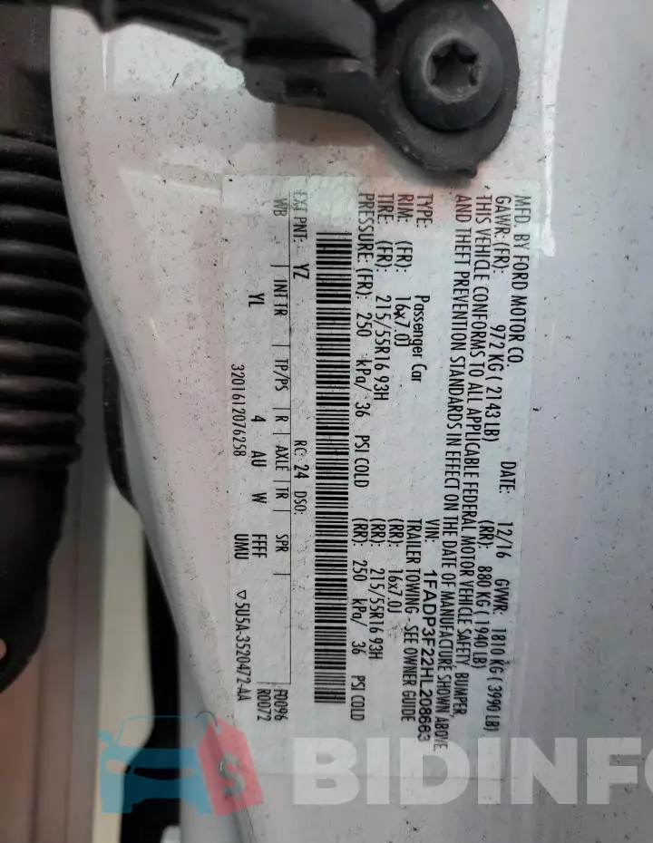 1FADP3F22HL208663 Photo# 12
