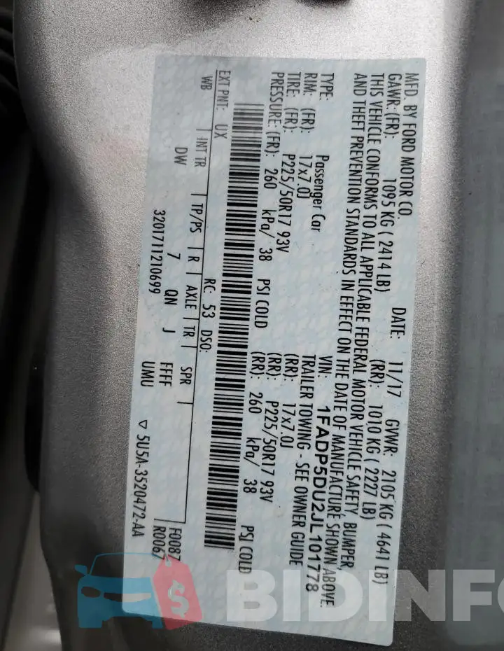 1FADP5DU2JL101778 Photo# 12